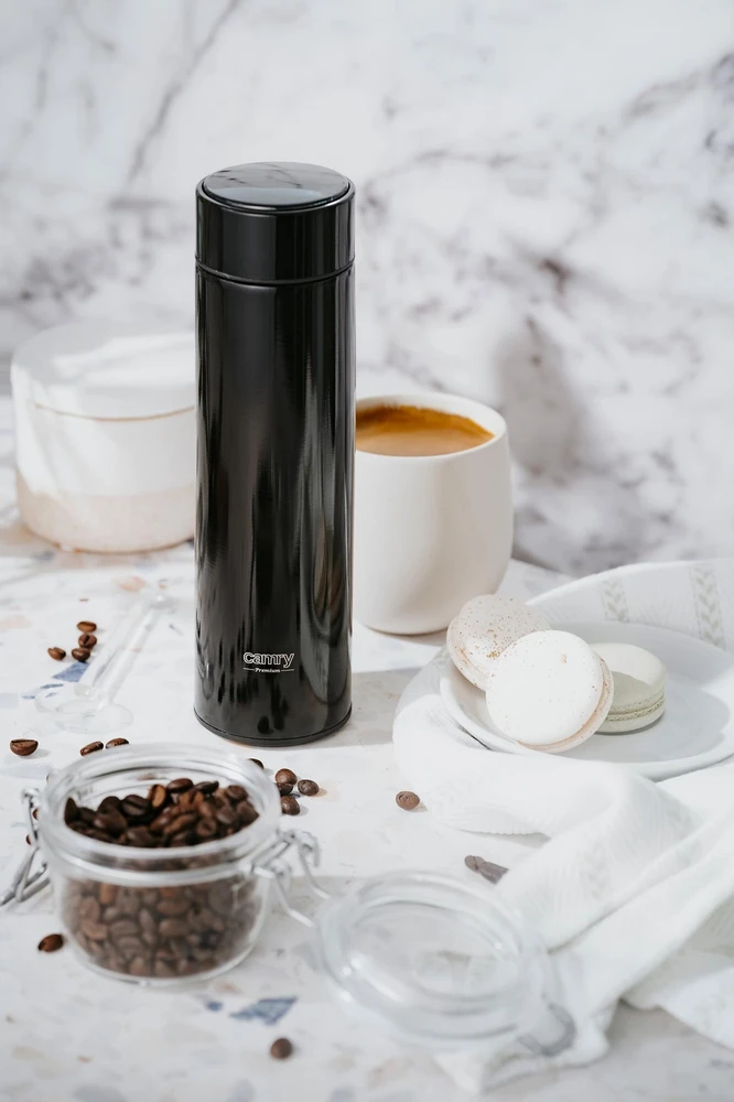 Camry | Thermal Flask | CR 4507bk | Capacity 0.473 L | Material Nerūdijantis plienas/Silicone | Juodas