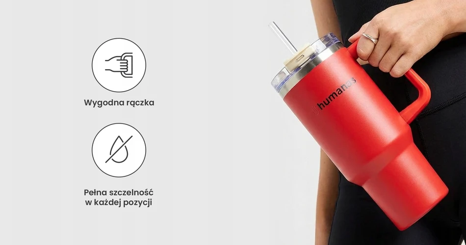 Termosas - Humanas Viva 1200 ml, Nepralaidus, Šiaudelis/Antgalis, Raudona