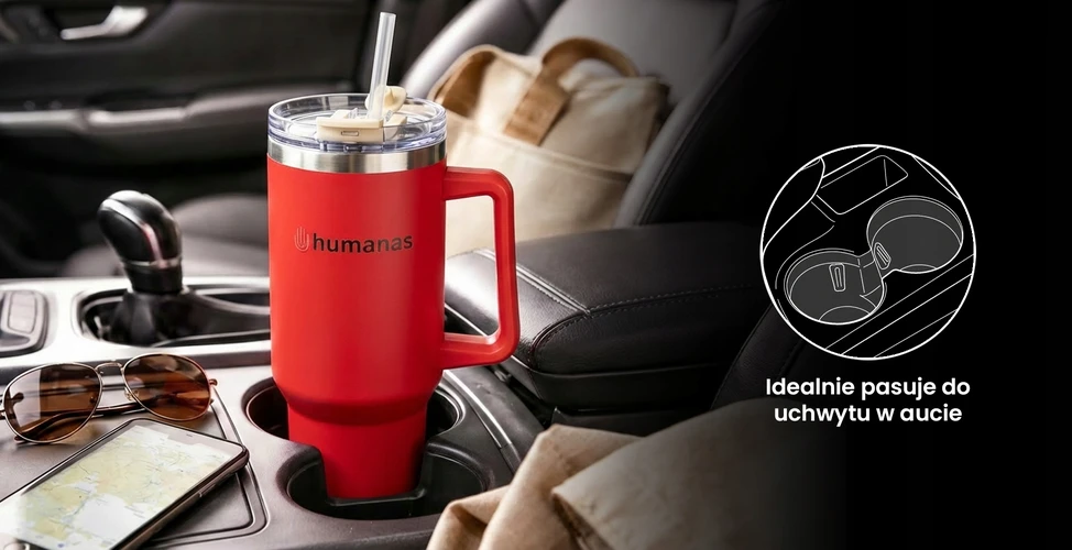 Termosas - Humanas Viva 1200 ml, Nepralaidus, Šiaudelis/Antgalis, Raudona