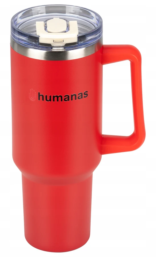 Termosas - Humanas Viva 1200 ml, Nepralaidus, Šiaudelis/Antgalis, Raudona