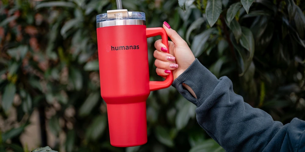 Termosas - Humanas Viva 1200 ml, Nepralaidus, Šiaudelis/Antgalis, Raudona