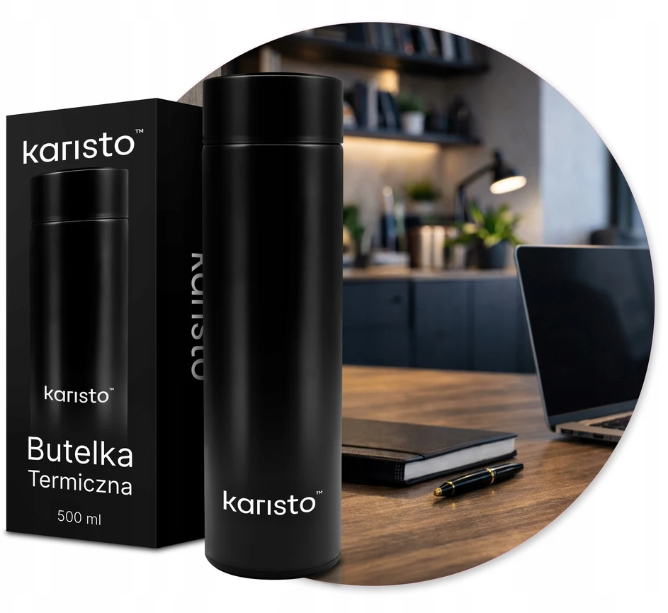 Termosas 500 ml termo butelis, temperatūros ekranas, nerūdijantis plienas
