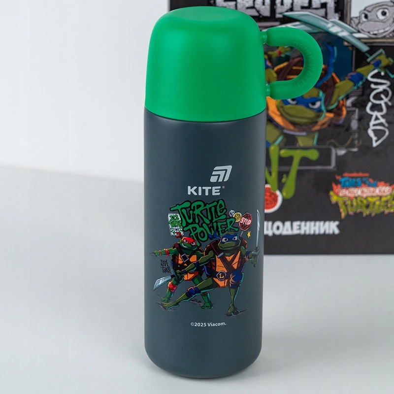 Termosas berniukui su puodeliu ir metaliniu sieteliu 480 ml NINJA TURTLES Kite