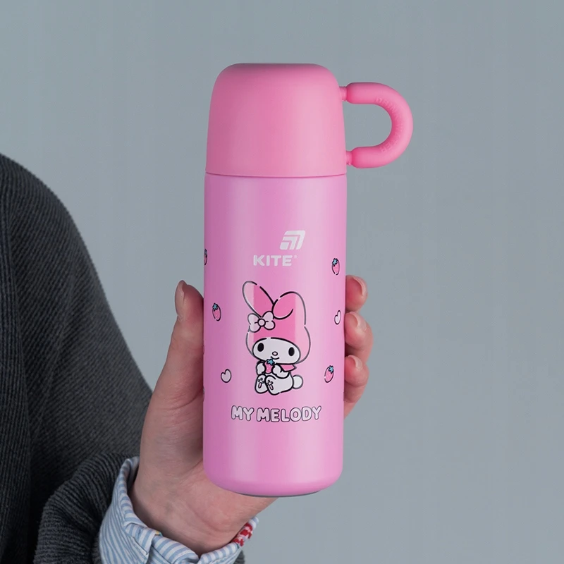 Termosas mergaitėms su puodeliu, metalinis sietelis, 480ml, rožinis MY MELODY Kite