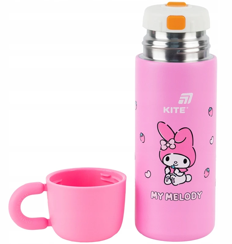 Termosas mergaitėms su puodeliu, metalinis sietelis, 480ml, rožinis MY MELODY Kite