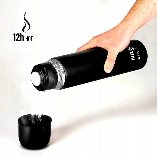 Termosas Nils Camp Nc3804 1000 ml, juodas, kelioninis, nerūdijančio plieno