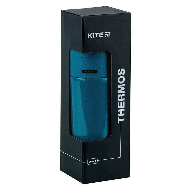 Termosas su nerūdijančio plieno puodeliu, blizga žalia, 350 ml Kite