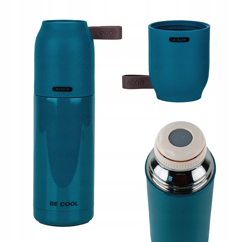 Termosas su nerūdijančio plieno puodeliu, blizga žalia, 350 ml Kite