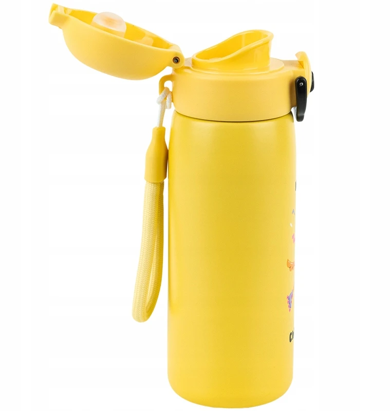 Termosas su šiaudeliu vaikams, geltonas, su metaliniu sieteliu, 430 ml Kite