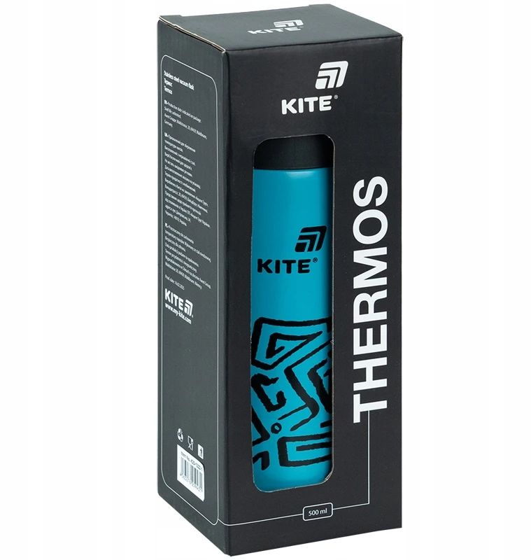 Termosas su snapeliu ir puodeliu vaikams, 500 ml, su sieteliu, mėlynas Kite