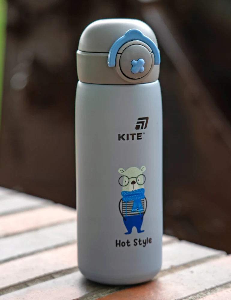Termosas su snapeliu ir užraktu vaikams 430 ml termosas su Kite rankena
