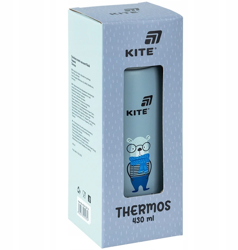 Termosas su snapeliu ir užraktu vaikams 430 ml termosas su Kite rankena