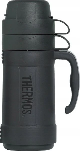 Thermos Stiklinis termosas su dviem puodeliais, 1 litras, juodas 194530 TERMOSAS