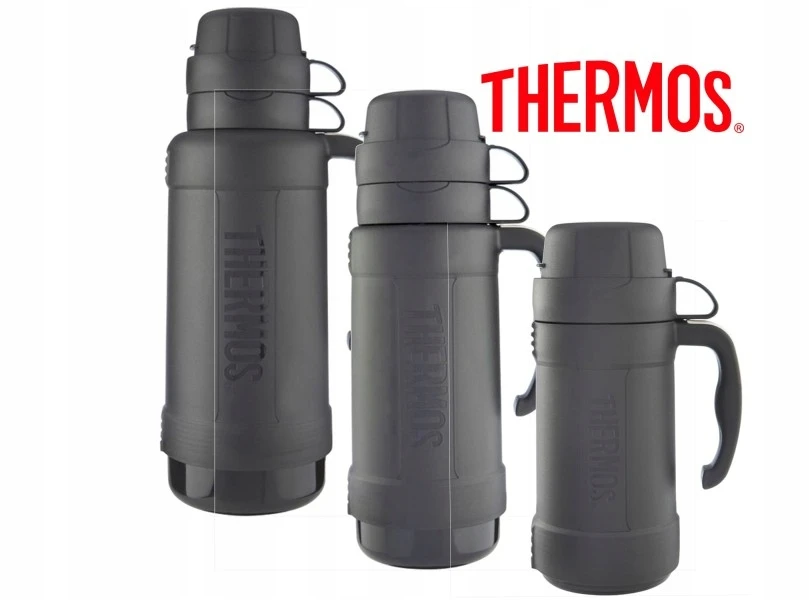 Thermos Stiklinis termosas su dviem puodeliais, 1 litras, juodas 194530 TERMOSAS