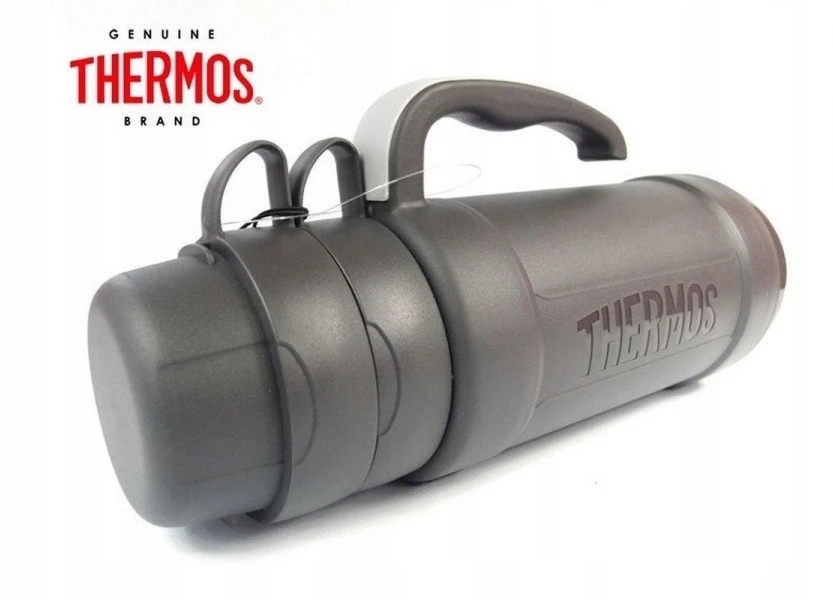 Thermos Stiklinis termosas su dviem puodeliais, 1 litras, juodas 194530 TERMOSAS