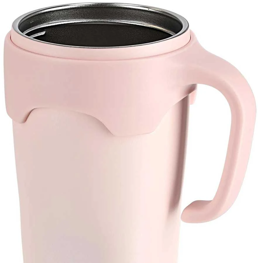 Termosinis puodelis su šiaudeliu, 650 ml, rožinis