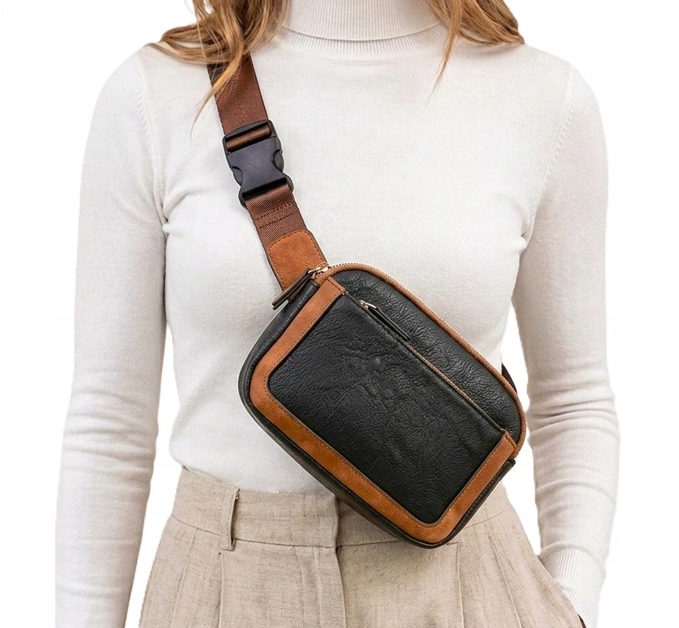 Terra Moda MOTERIŠKAS ELEGANTIS PEČIŲ KREPŠIS, EKO ODA, RUDA, JUODA