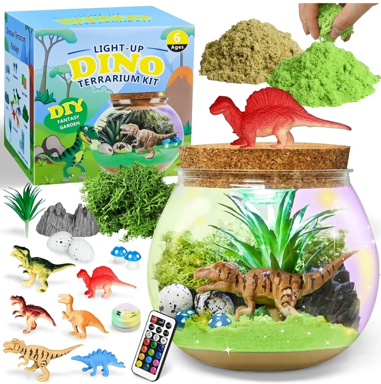 TERRARIUM DINOSAURS „pasidaryk pats“ LED NAKTINIS LEMPAS NUOTOLINIO NUSTATYMAS 13 SPALVŲ RINKINYS VAIKAMS