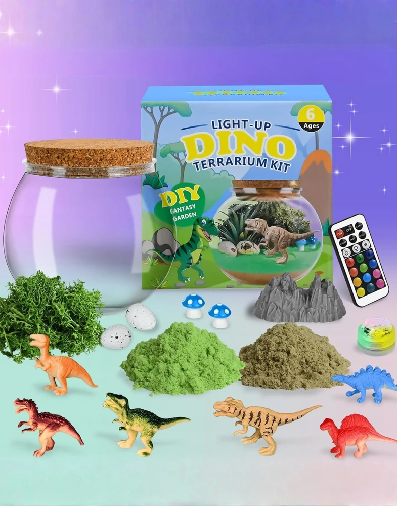 TERRARIUM DINOSAURS „pasidaryk pats“ LED NAKTINIS LEMPAS NUOTOLINIO NUSTATYMAS 13 SPALVŲ RINKINYS VAIKAMS