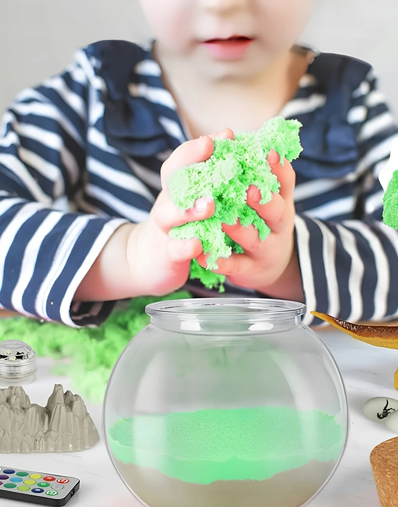 TERRARIUM DINOSAURS „pasidaryk pats“ LED NAKTINIS LEMPAS NUOTOLINIO NUSTATYMAS 13 SPALVŲ RINKINYS VAIKAMS