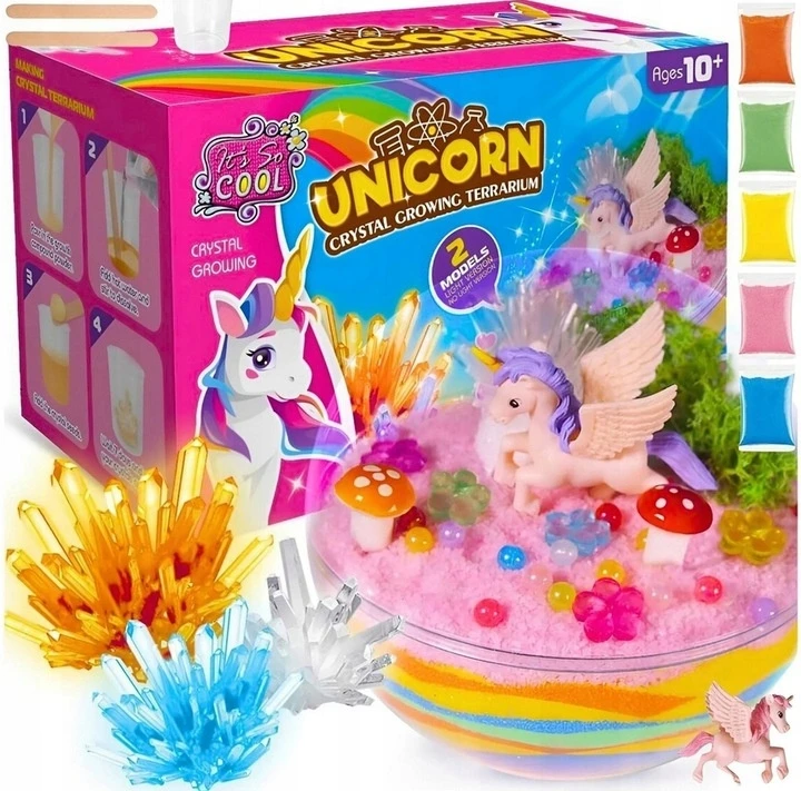 TERRARIUM UNICORN LED LEMPAS VAIKŲ KAMBARIO RINKINYS SU KRISTOLAIS