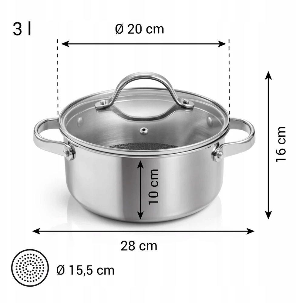 TESCOMA PLIENINIS PUODAS SU DANČIU DUJINĖS INDUKCIJOS SteelCRAFT 20 cm, 3 L