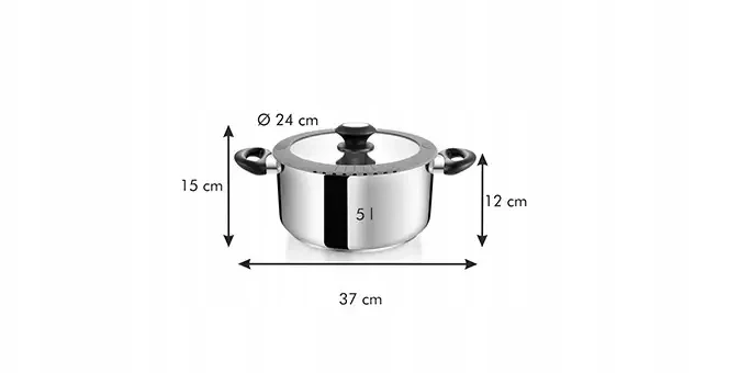 TESCOMA SmartCOVER puodas 5 l, pertempiamas dangtis 24 cm, nerūdijantis plienas
