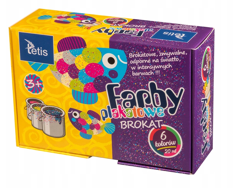 Tetis Brokatinių Plakatinių Dažų Rinkinys, 6 Spalvos, 20ml