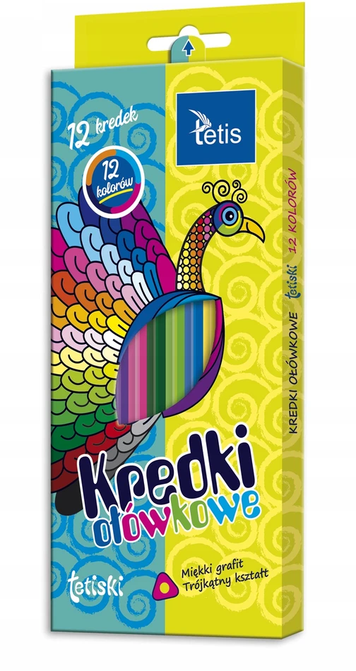 Tetis spalvoti pieštukai mokyklai, 12 vnt.