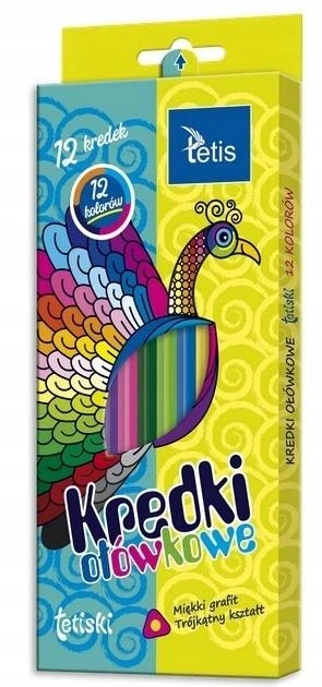 Tetis spalvoti pieštukai mokyklai, 12 vnt.