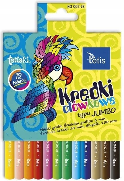 Tetis spalvoti pieštukai vaikams, 12 spalvų, mokyklai