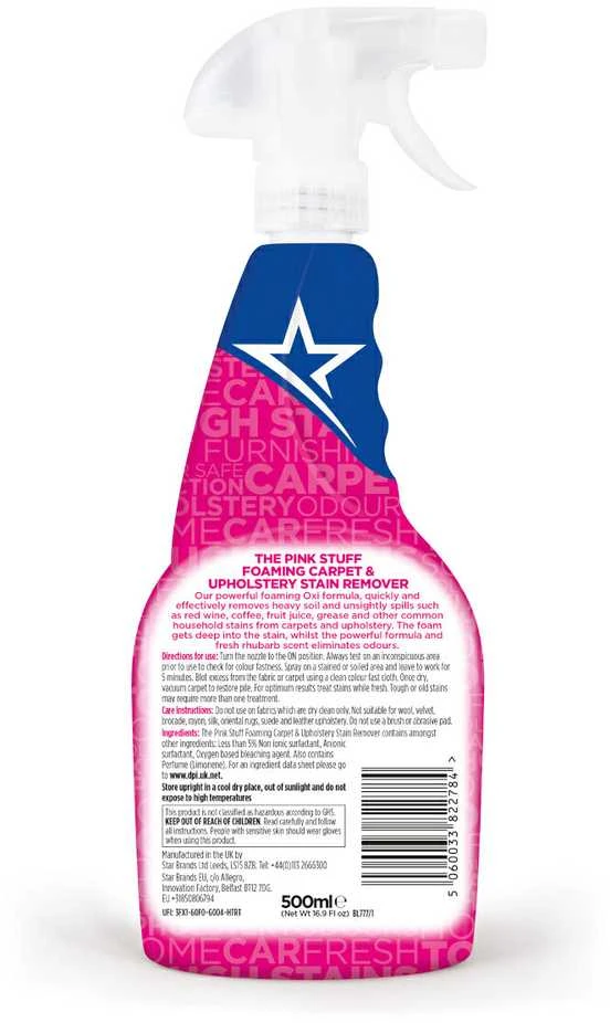 Kilimų ir apmušalų dėmių valiklis The Pink Stuff, 500 ml