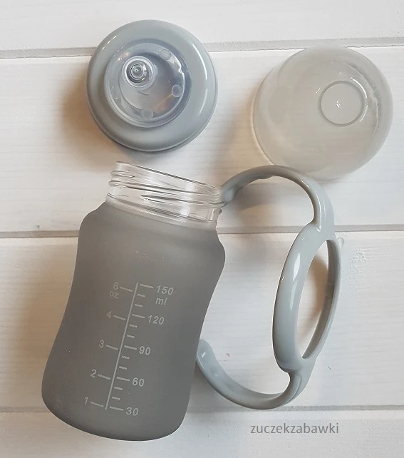 Thermo GLASS buteliukas iš silikono 150 ml Bo Jungle Pilkas