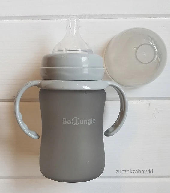 Thermo GLASS buteliukas iš silikono 150 ml Bo Jungle Pilkas
