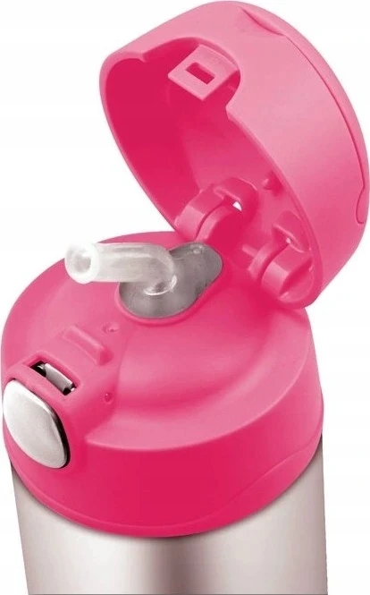 Thermos Termosas su šiaudeliu vaikams - 470 ml, nerūdijančio plieno, rožinis