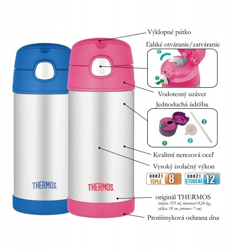Thermos Vaikiškas termosas su šiaudeliu – gėlės