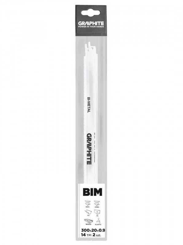 Tiesinio pjūklo geležtės GRAPHITE BIM 225 x 20 x 0.9 mm - 14 TPI (2 vnt.)