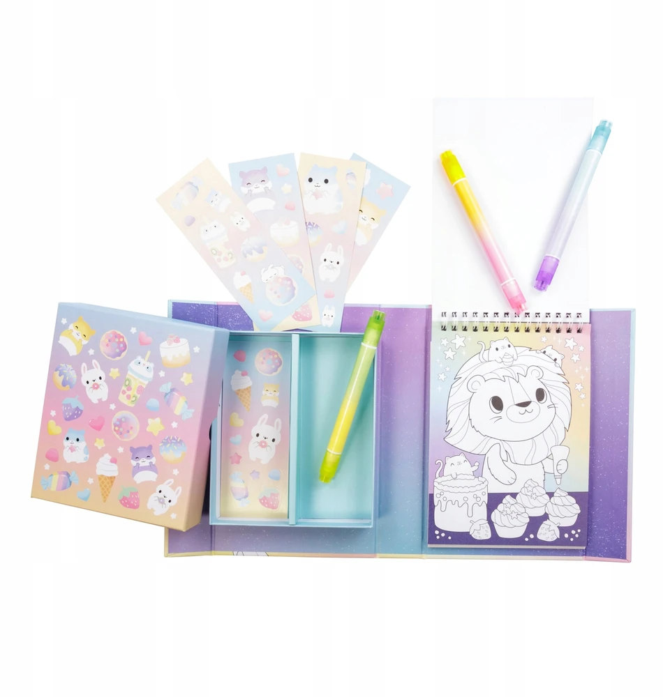 Tiger Tribe Tigro gentis: Kawaii Café pastelinių dažymo puslapių rinkinys