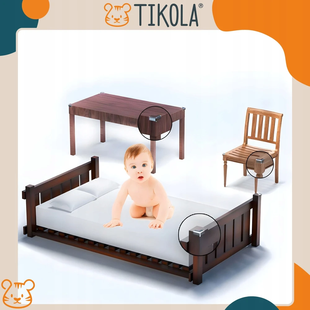 Tikola 10x KAMPINĖS APSAUGOS BALDŲ KRAŠTAMS SPINTELĖMS STALO SILIKONINĖS APSAUGOS