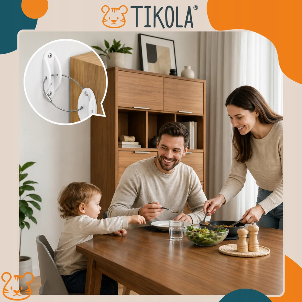 Tikola Baldų inkaras, baldų tvirtinimas prie sienos, apsauga nuo apvirtimo