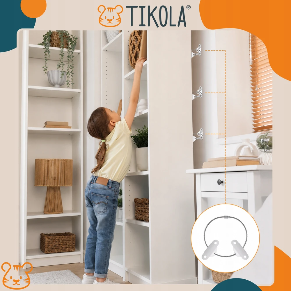 Tikola Baldų inkaras, baldų tvirtinimas prie sienos, apsauga nuo apvirtimo