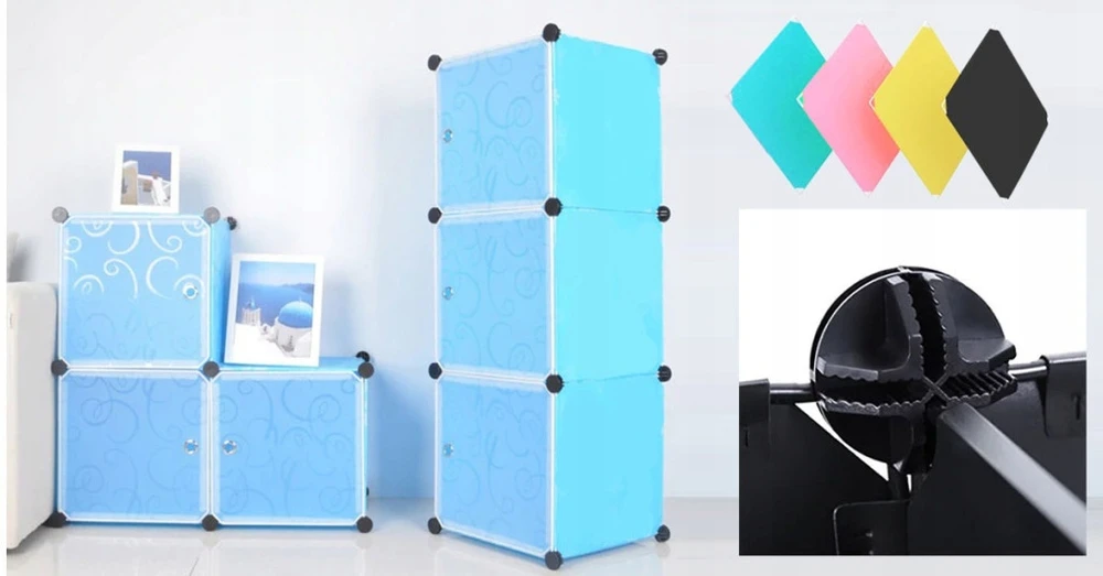 Timeless Tools Modulinė spinta Plastikinė sulankstoma spintos lentynos Mėlynos spalvos