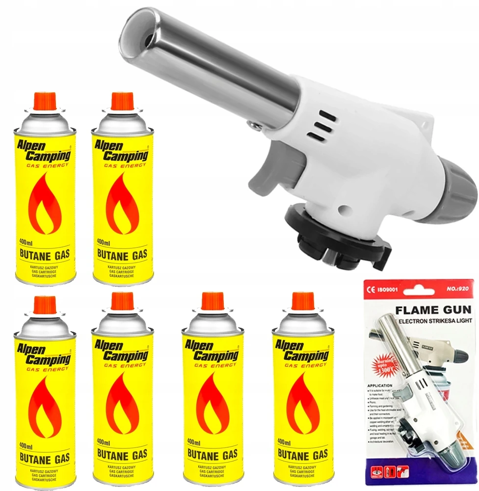 Tiross FLAME GUN KERAMINIS DUJŲ DEGIKLIO RINKINYS + 6X KASETĖS CILINDRAS