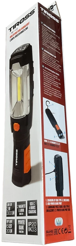 TIROSS akumuliatorinis žibintas 3W COB TS-1108
