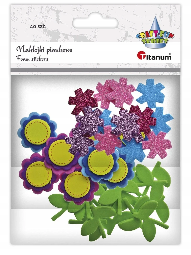 Titanum "craft-fun" serijos putplasčio gėlės ir stiebai lipdukai