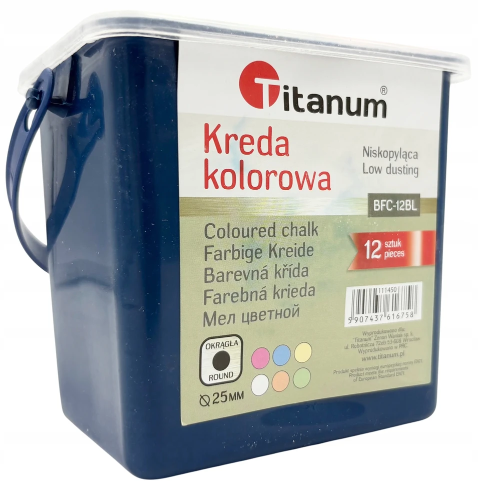 Titanum Kolorowa Kreda chodnikowa 12 vnt gruba kreda kolorowa niskopylaca kreda 1