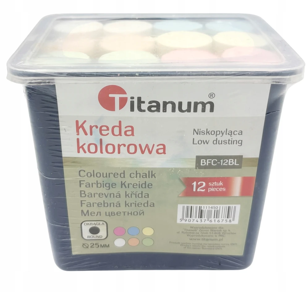 Titanum Kolorowa Kreda chodnikowa 12 vnt gruba kreda kolorowa niskopylaca kreda 1