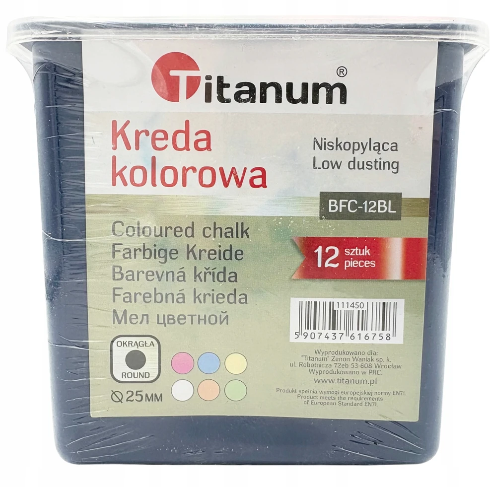Titanum Kolorowa Kreda chodnikowa 12 vnt gruba kreda kolorowa niskopylaca kreda 1