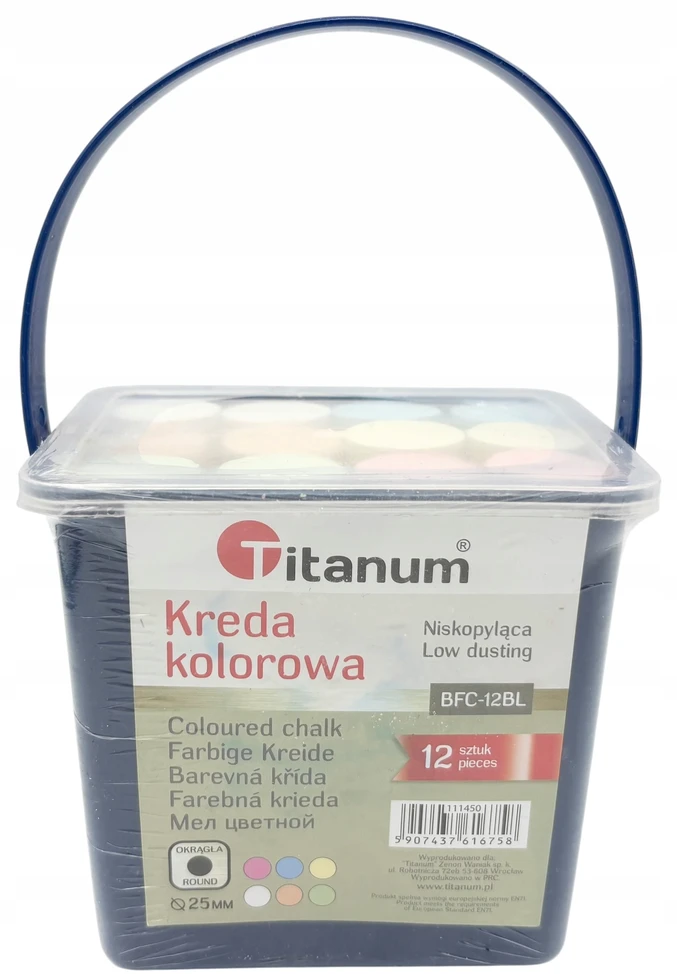 Titanum Kolorowa Kreda chodnikowa 12 vnt gruba kreda kolorowa niskopylaca kreda 1