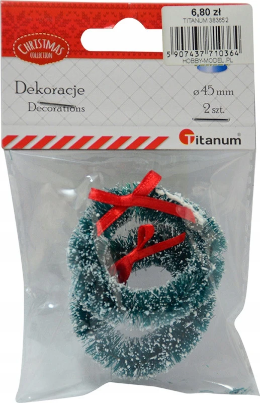 Titanum Kūrybinis rinkinys: plastikiniai vainikėliai su kaspinėliais, 45mm, žali (2 vnt.)